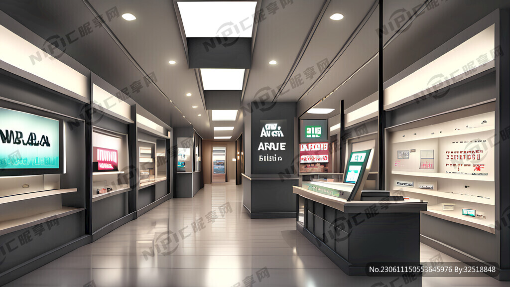 AI创作图广告店室内装修窄长设计效果图nipic.com-昵图网