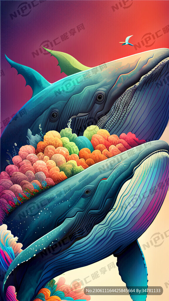 还得五彩斑斓的世界 一头大鲸鱼