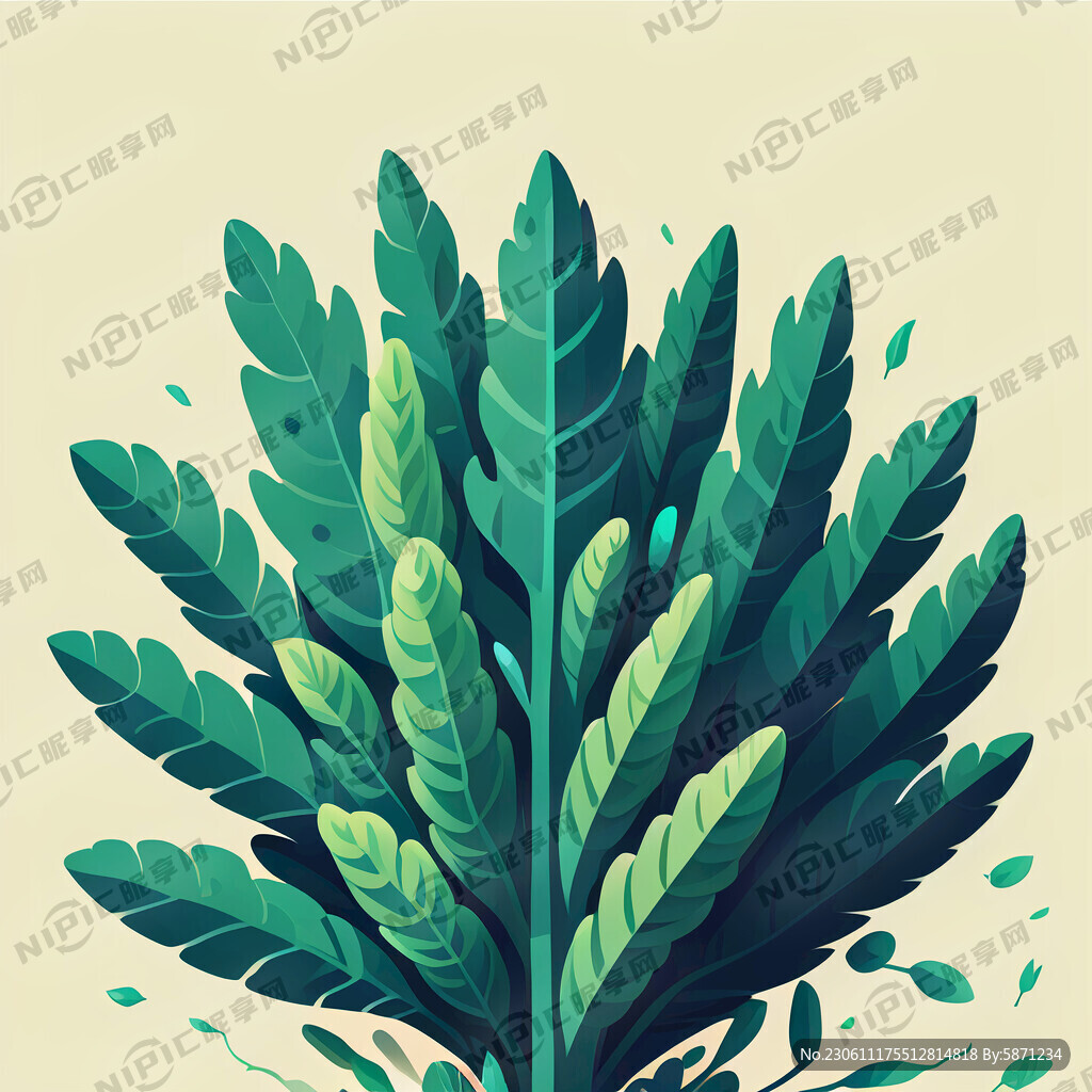 扁平万年青植物插画