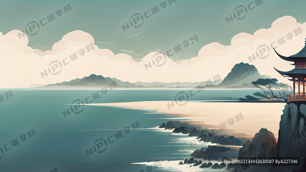 垂直向下俯瞰大海 空旷感