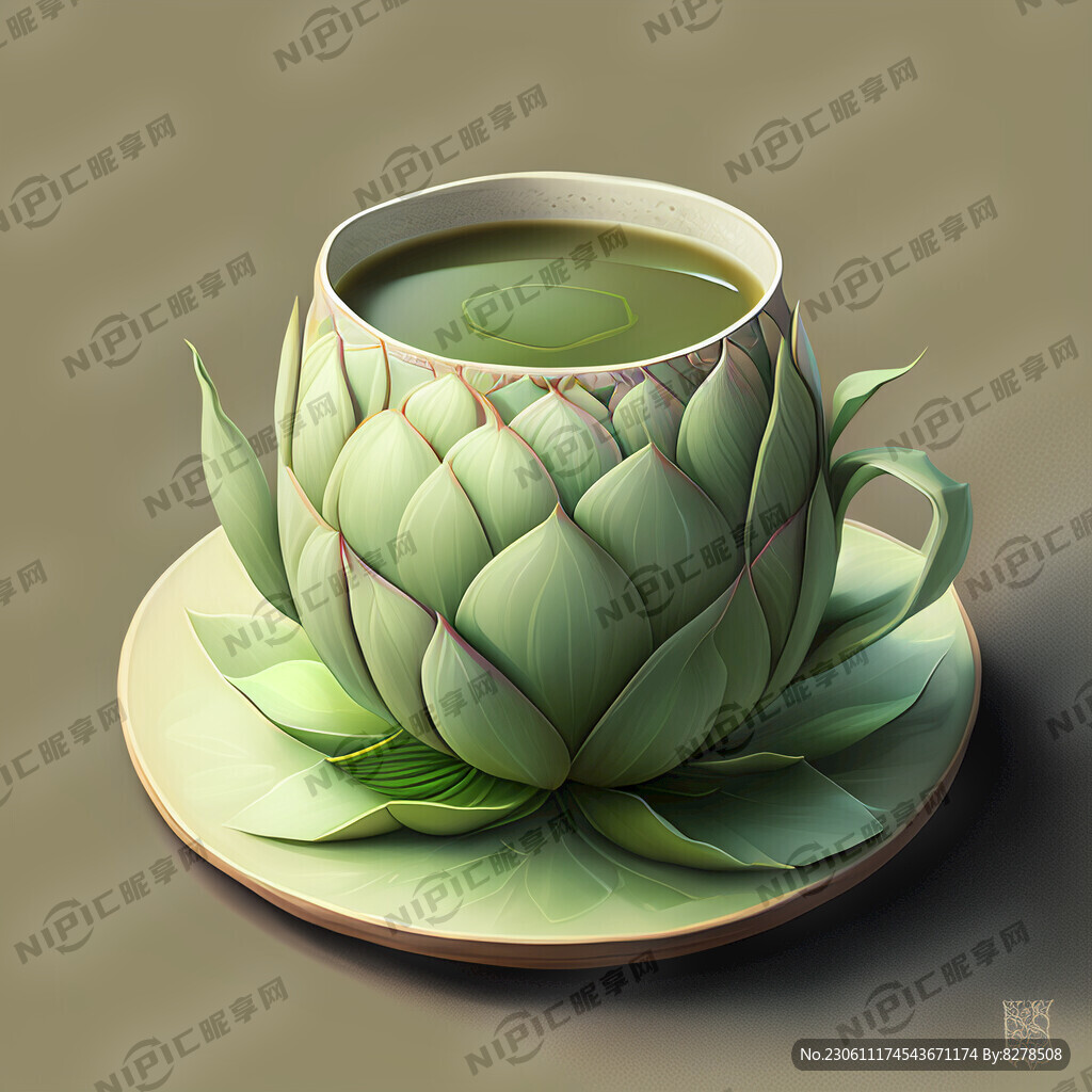 荷花 绿色 奶茶
