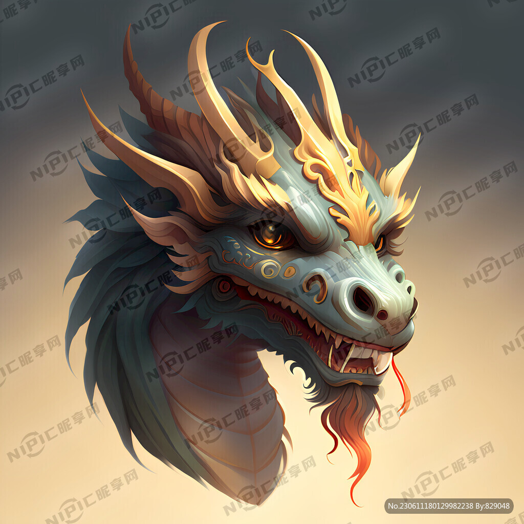 龙头 可爱 插画 中国