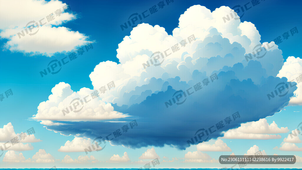 白色云 蓝色云朵 底天空蓝色