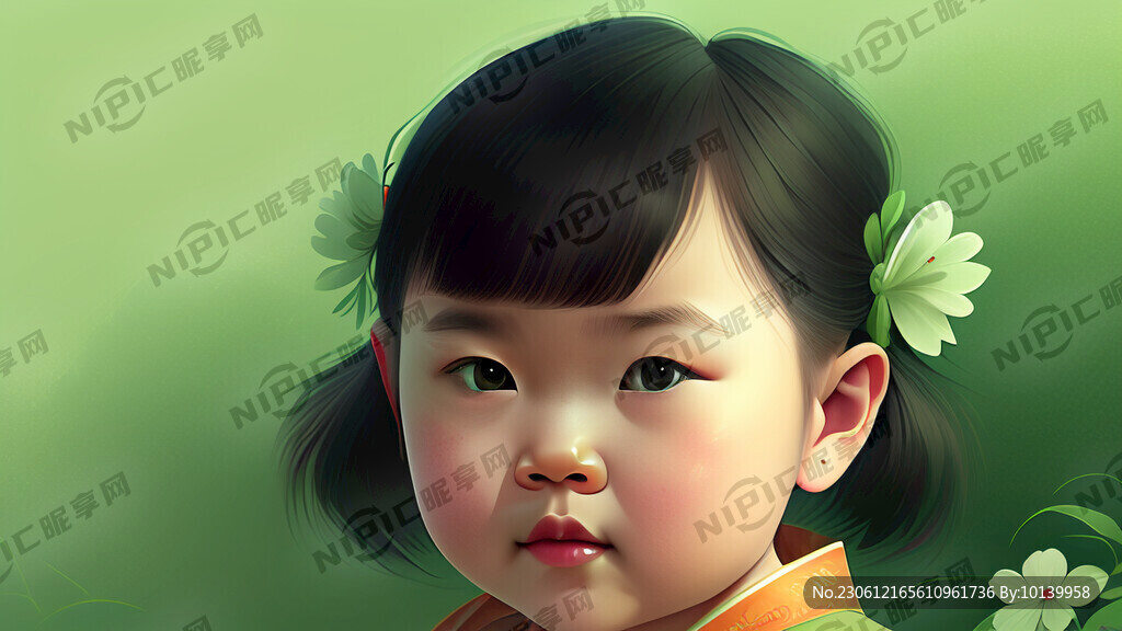 小女孩 清新 绿色