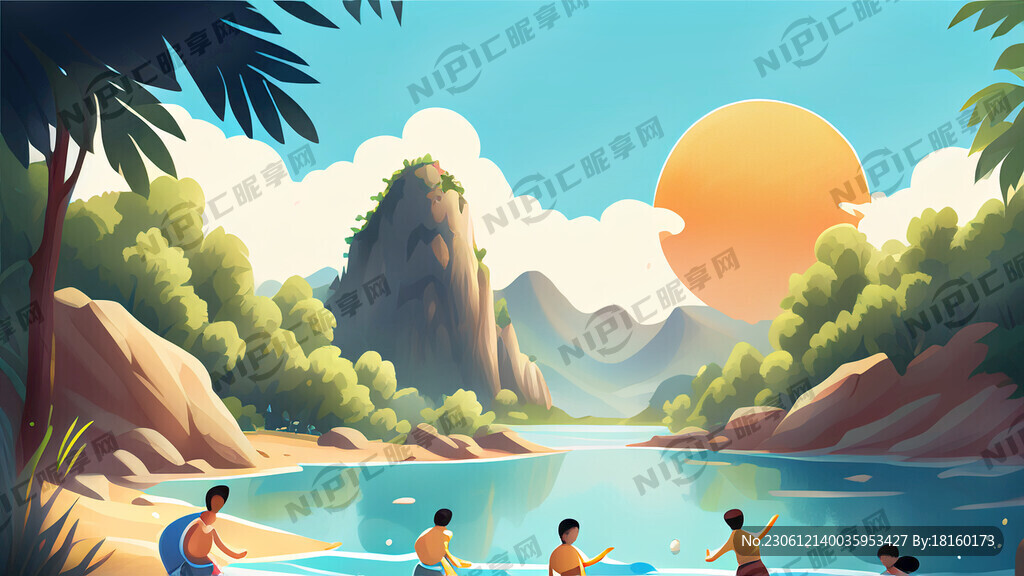 夏日玩水主题画面