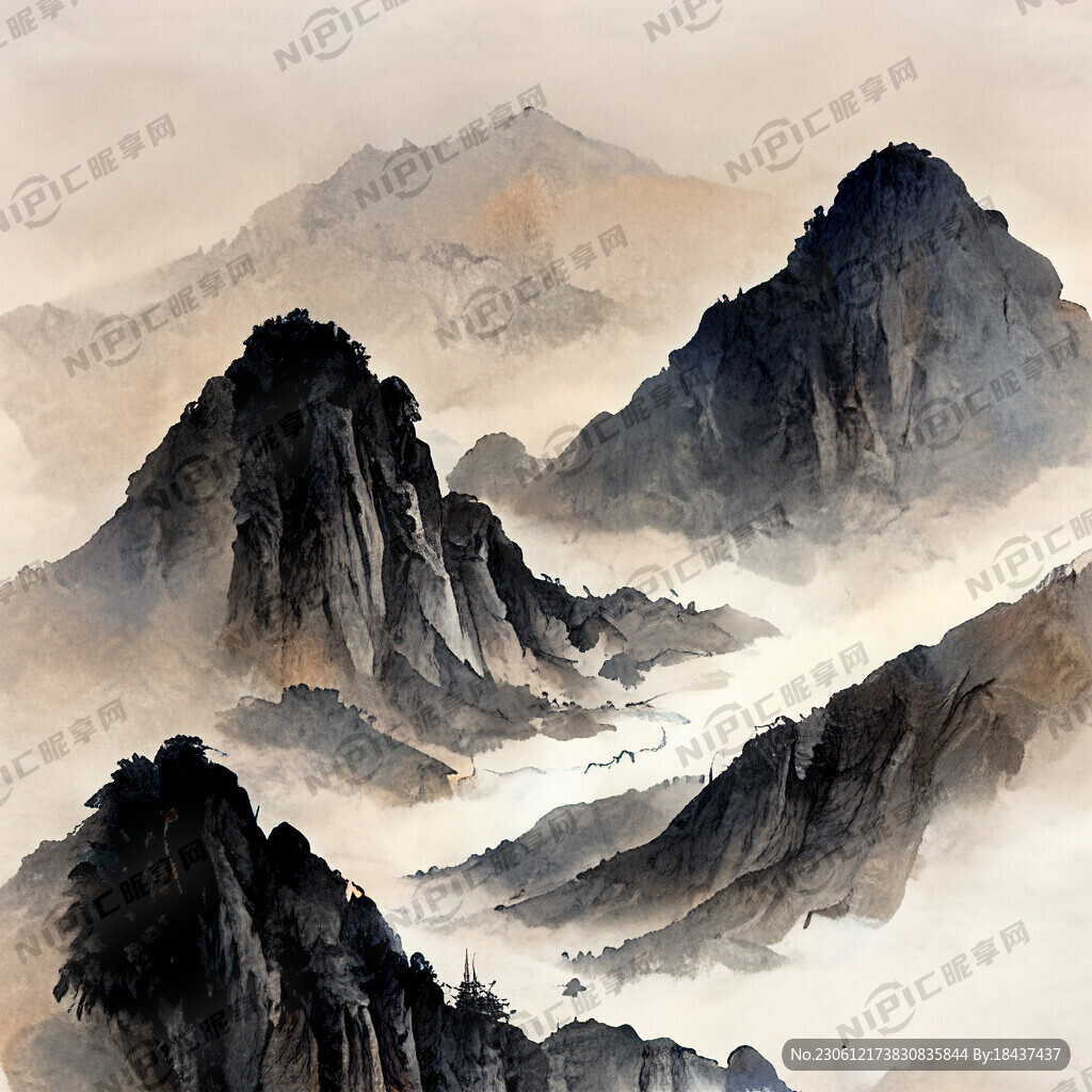 山谷 中国风 中国画 山水