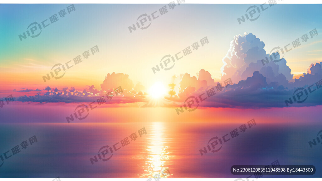 白色背景天空梦幻彩色白云明亮中