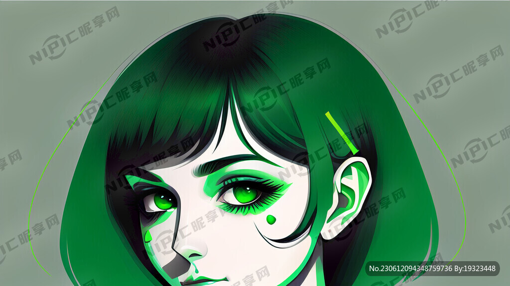美少女 赛博 爱斯基 绿色
