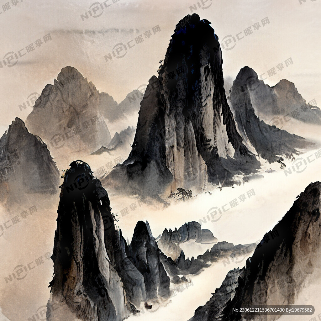 山谷 中国风 中国画 山水