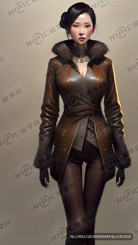 皮衣美女全身