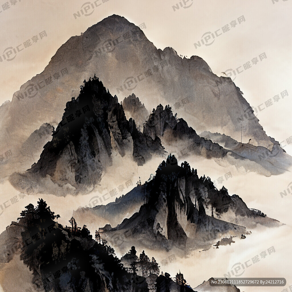 山谷 中国风 中国画 山水
