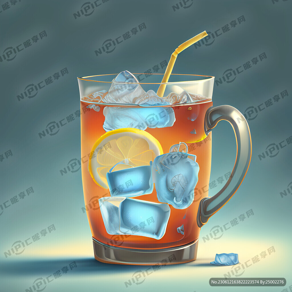 冰蓝色的手打柠檬茶