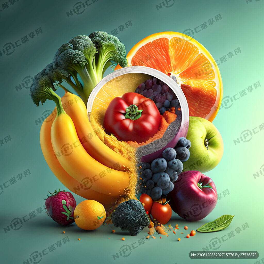 AI创作图果蔬营养粉nipic.com-昵图网