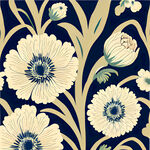 北美墙纸素色大花朵元素手绘质感米兰流行色矢量图