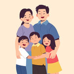 家庭人物扁平化插画