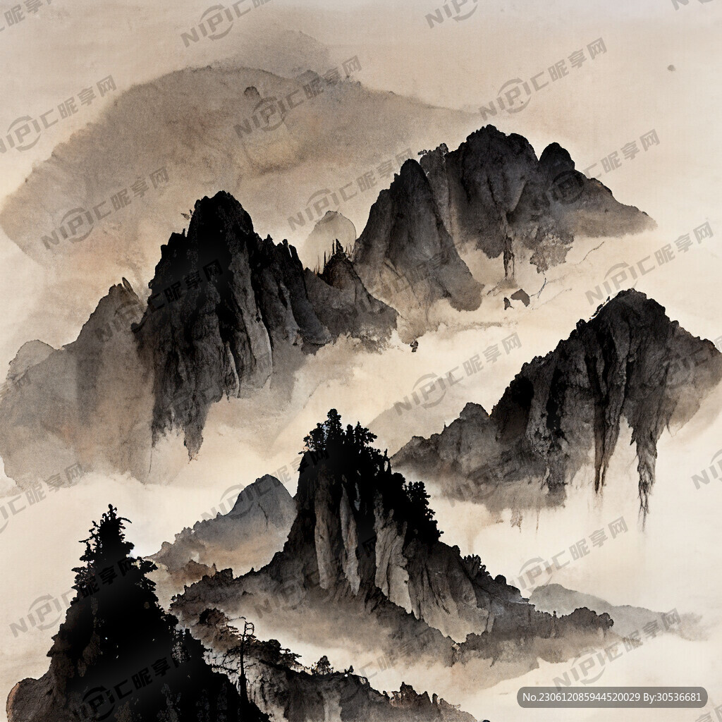 山谷 中国风 中国画 山水