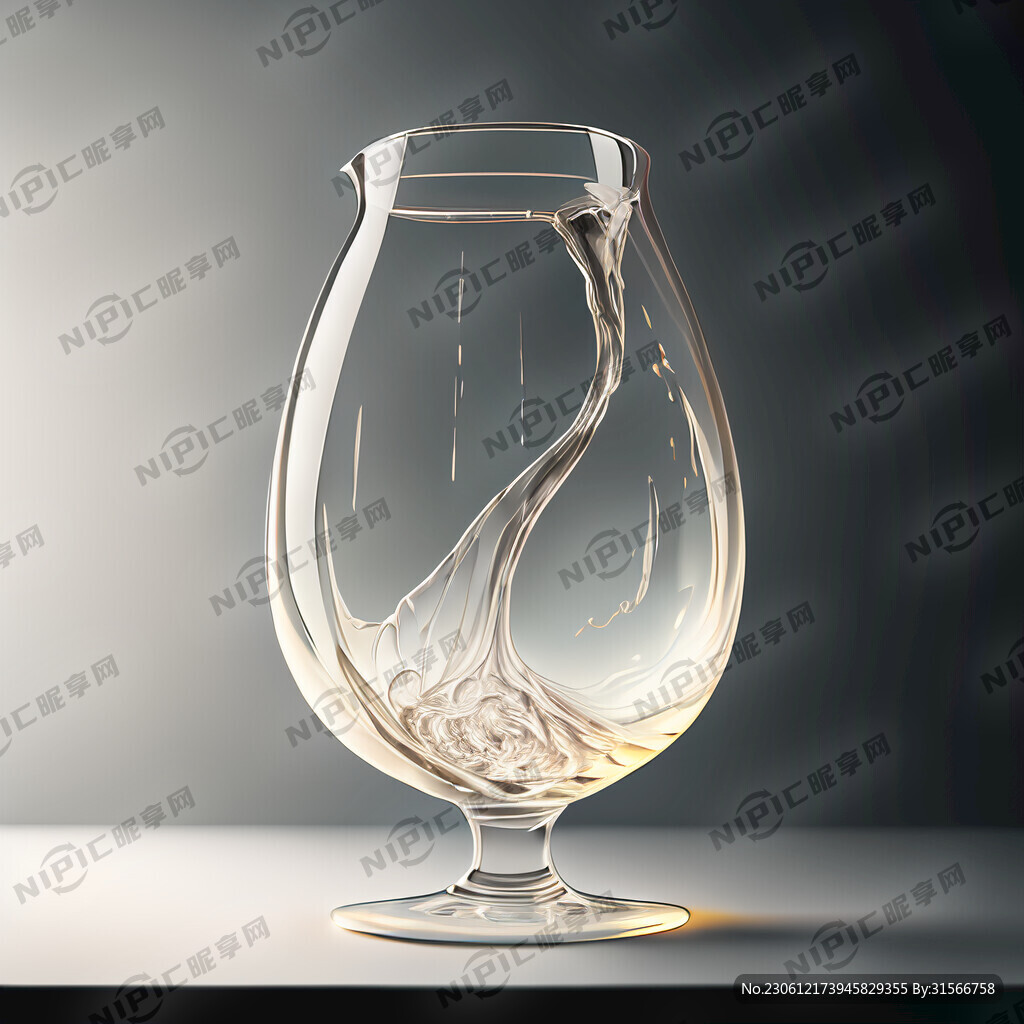 用酒壶往透明酒杯倒白酒