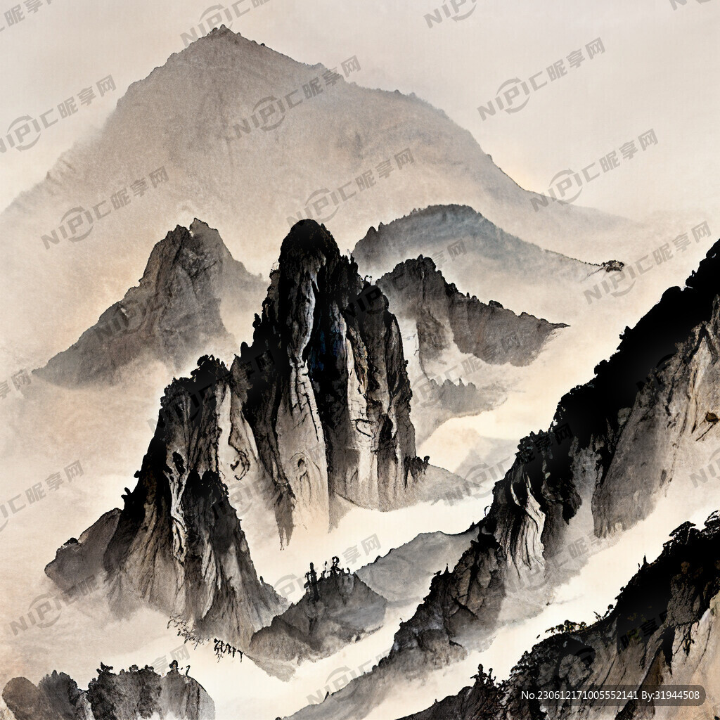 山谷 中国风 中国画 山水
