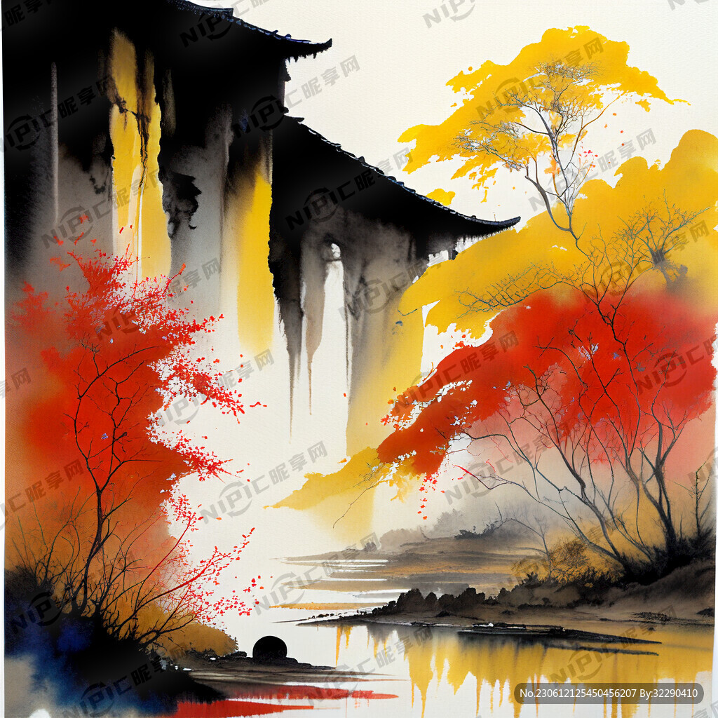关于文旅王府红黄色系的中式主画