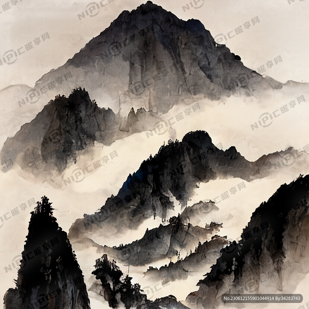 山谷 中国风 中国画 山水