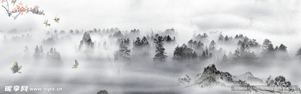 中国风山水画背景