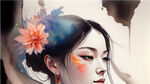 精致的中国面容对称美学唯美看侧面精致美丽的五官华丽装饰绝美头饰火辣的身材