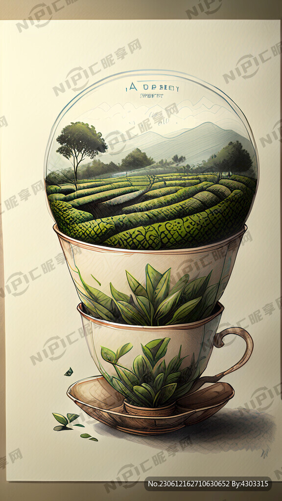 乌龙茶园手绘
