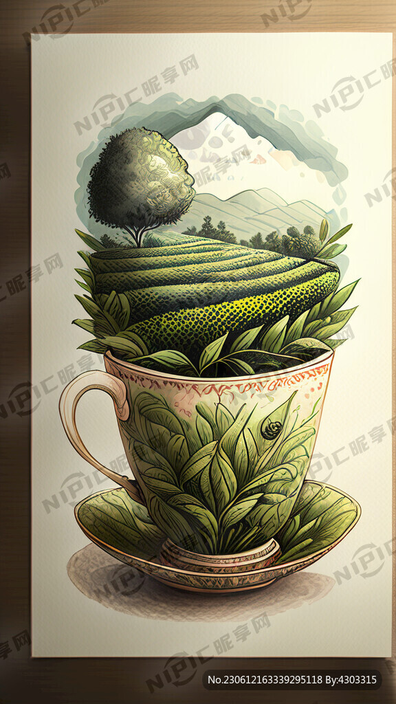 乌龙茶园手绘