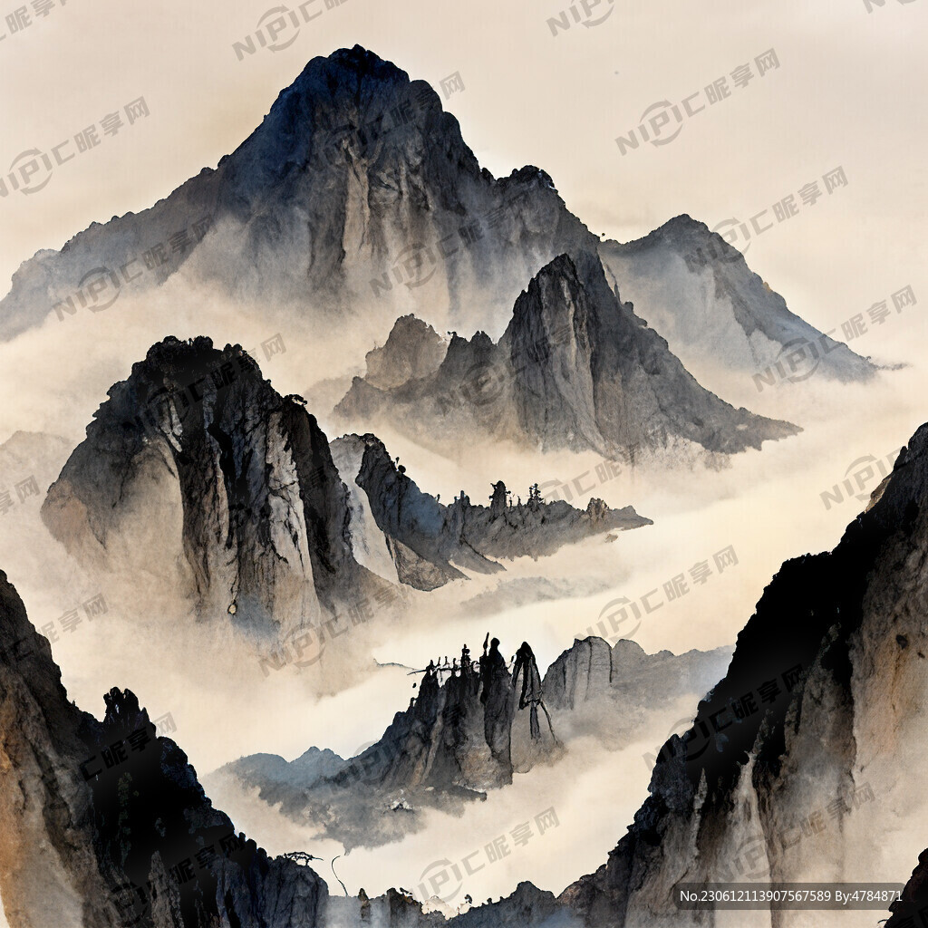 山谷 中国风 中国画 山水
