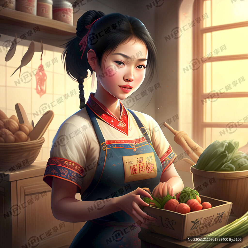 做农产品的女孩 活泼