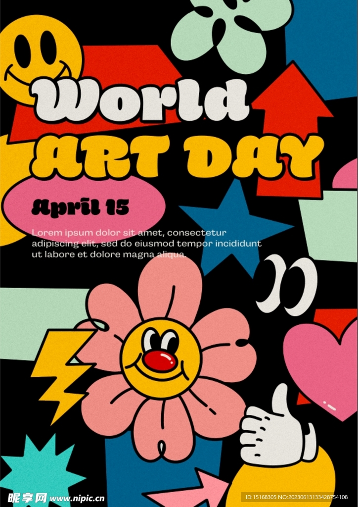 世界艺术日花卉海报