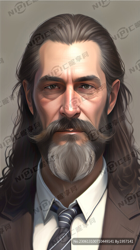 长发中年短胡子西服