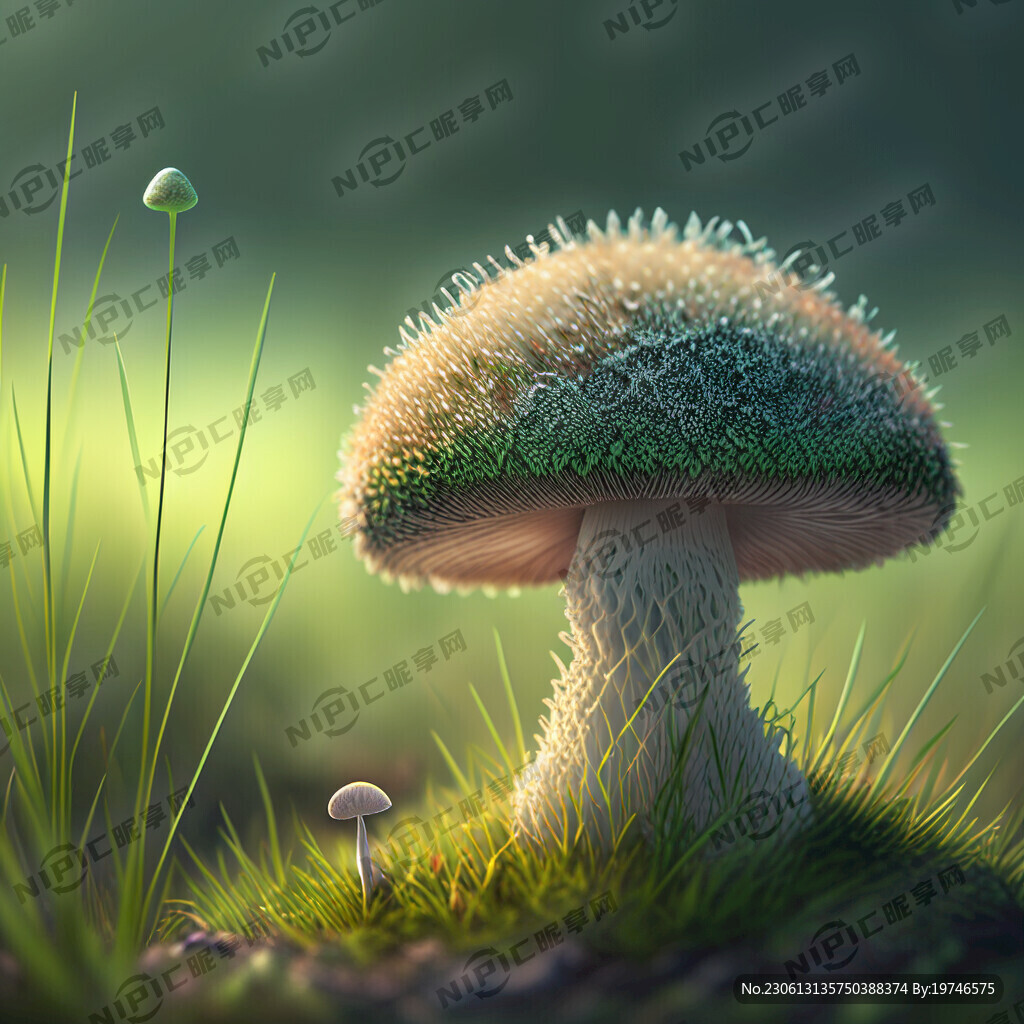 松茸菌和小草丛