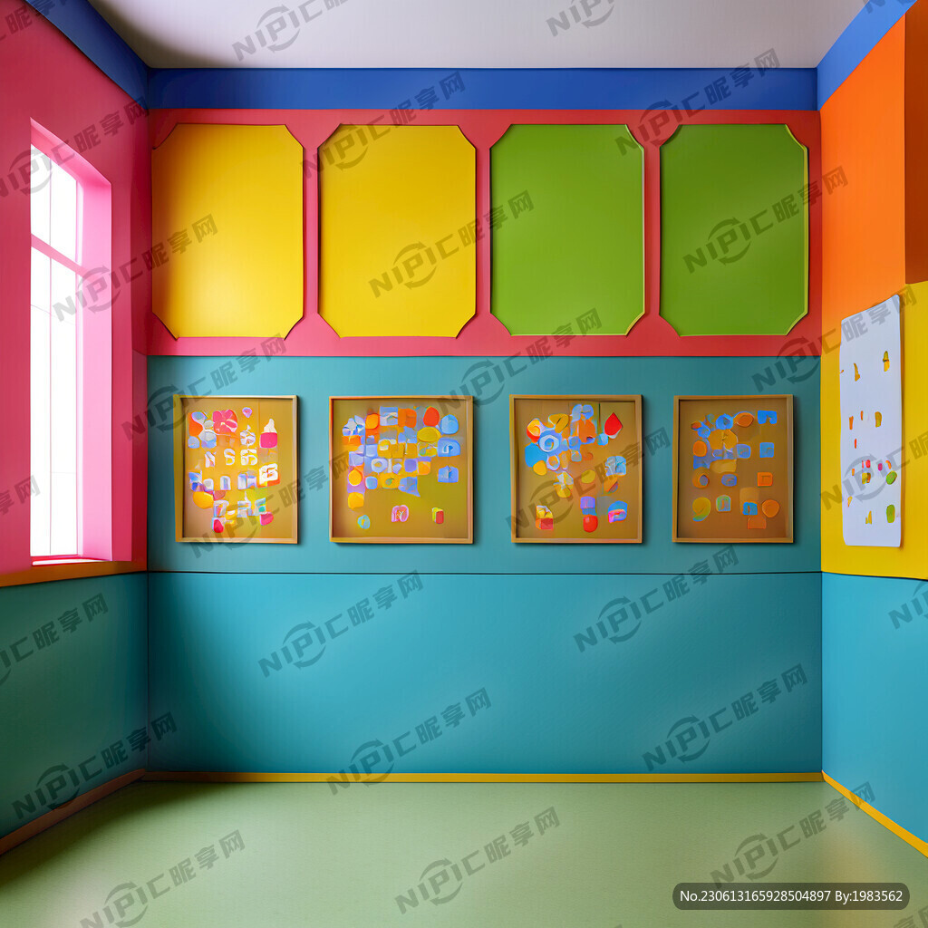 五色教育展板幼儿园照片墙