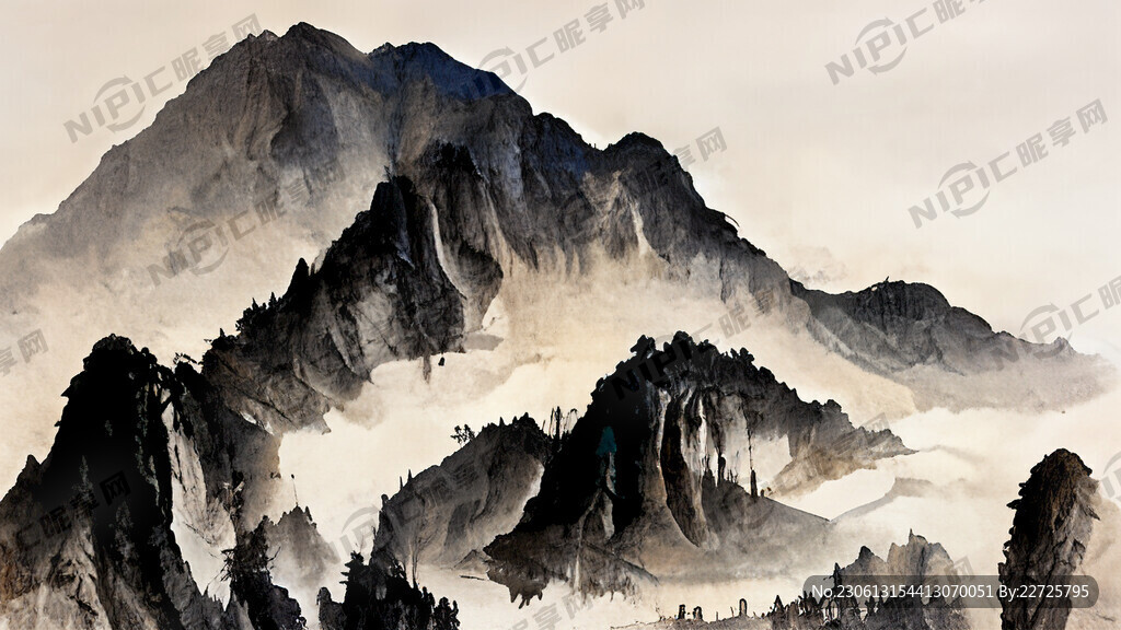 山谷 中国风 中国画 山水
