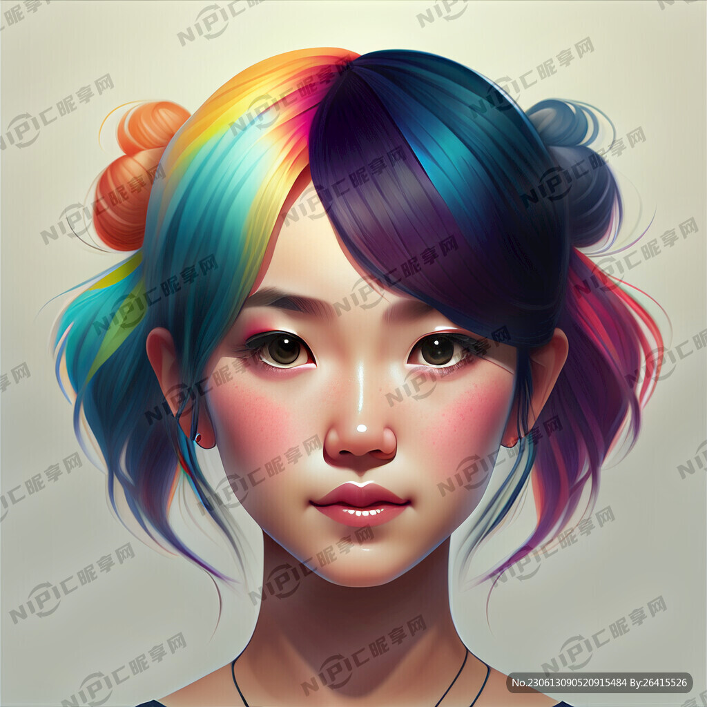 七彩头发可爱女