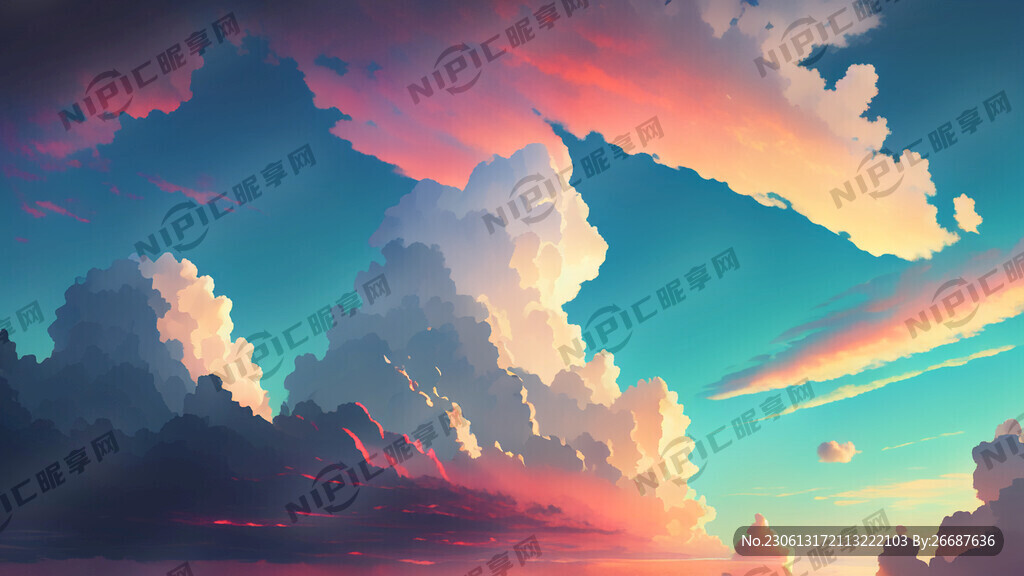 傍晚有云彩的天空