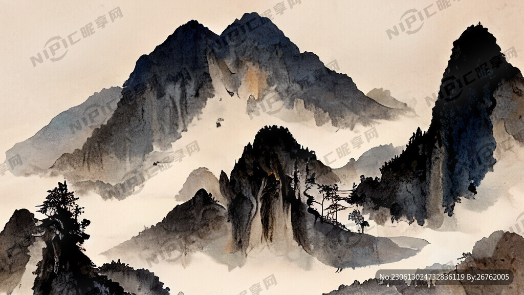 中国风 中国画 山水 水墨风格