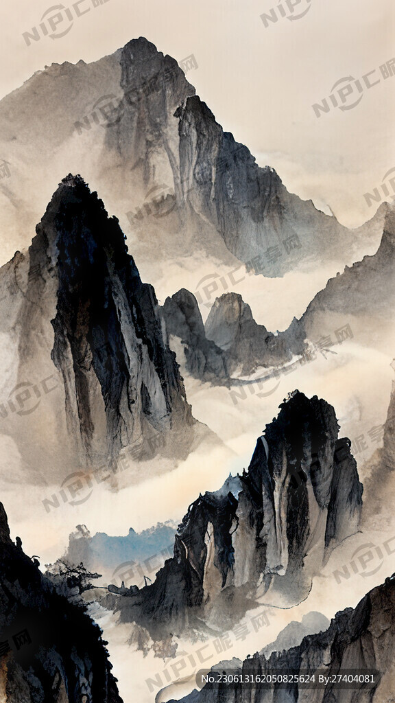 山谷 中国风 中国画 山水