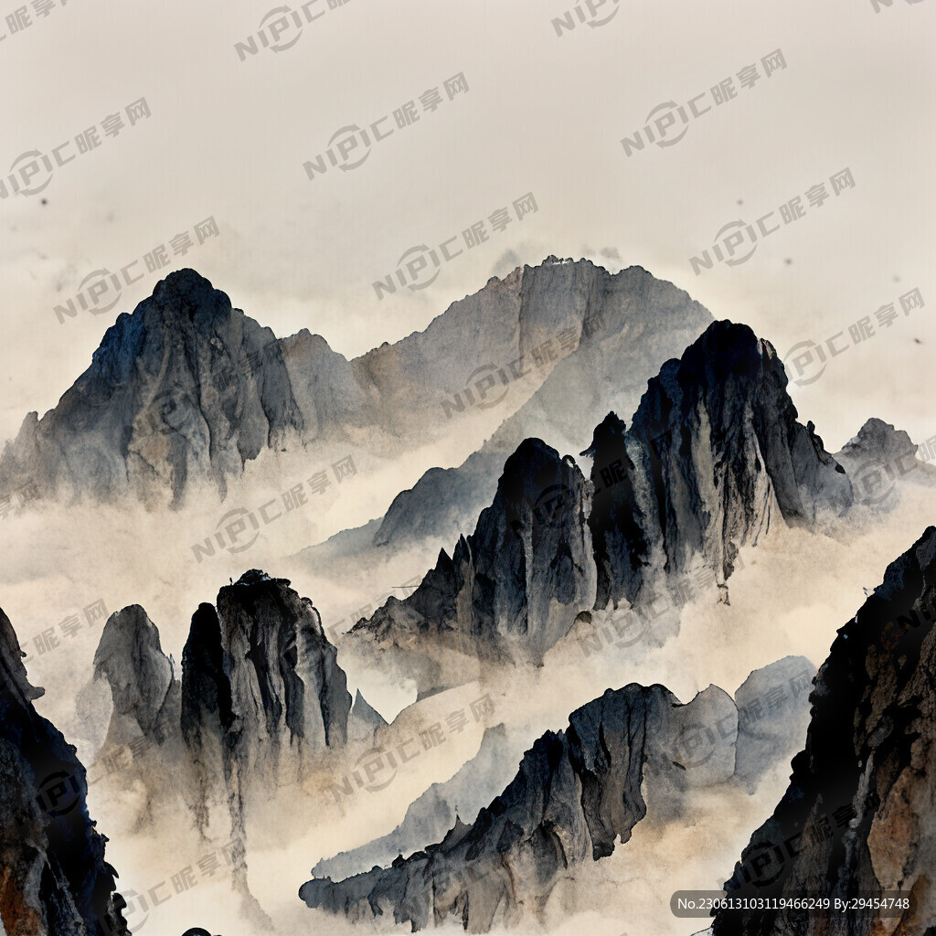山谷 中国风 中国画 山水