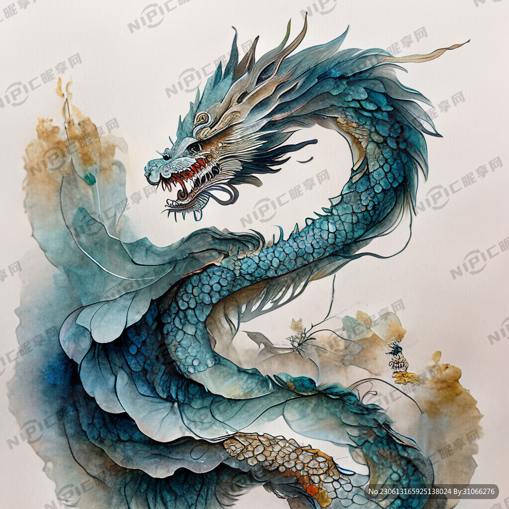 中国龙威猛清晰刻画鳞片层次丰富