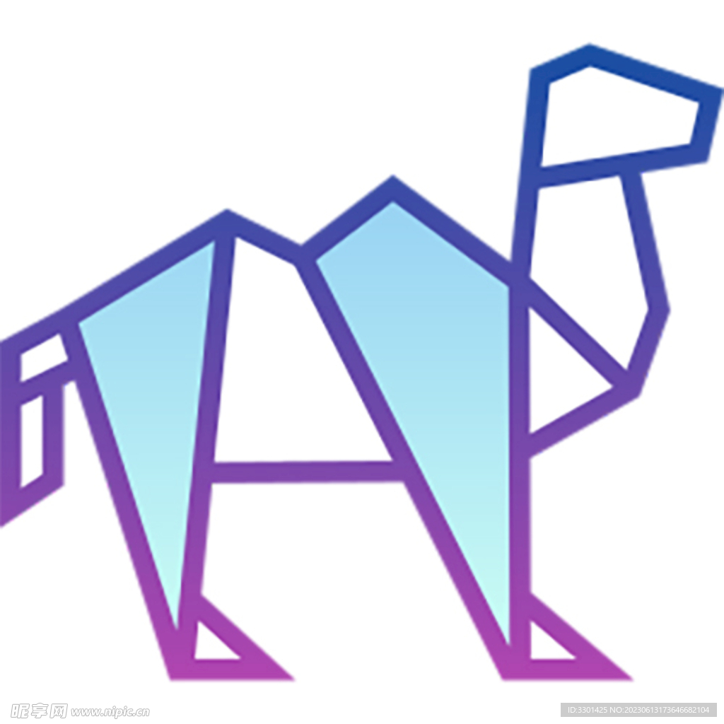 渐变色彩折纸 骆驼