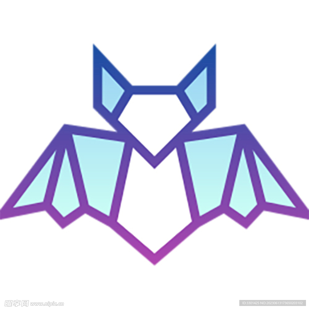 渐变色彩折纸蝙蝠