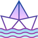 渐变色彩折纸 轮船