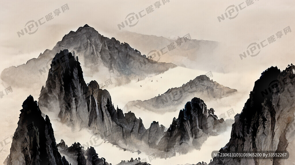山谷 中国风 中国画 山水