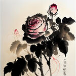 阳光玫瑰，葡萄，构图层次丰富，水墨，柔软的光线，仰视，独特的气质，高清8k壁纸