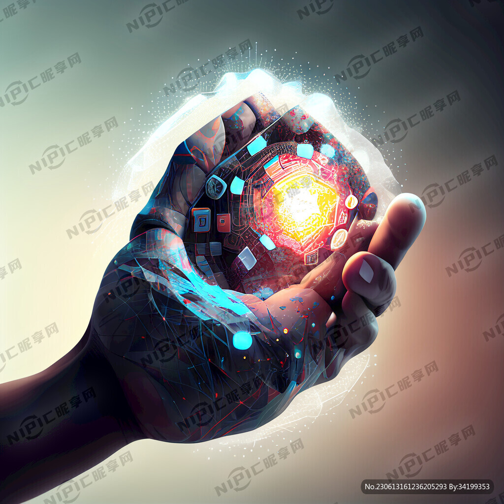 手掌向上立体半握有颗粒感技术感