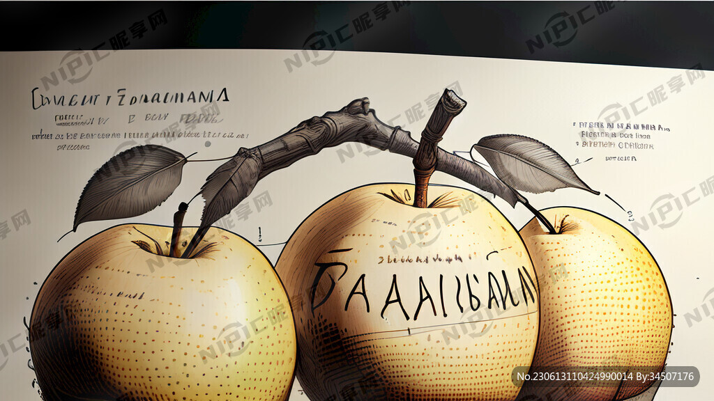 延安酥梨 突出延安地标 写线稿