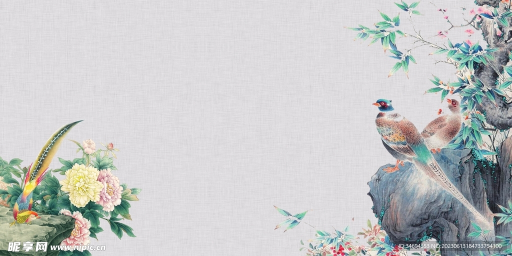 中国风花背景
