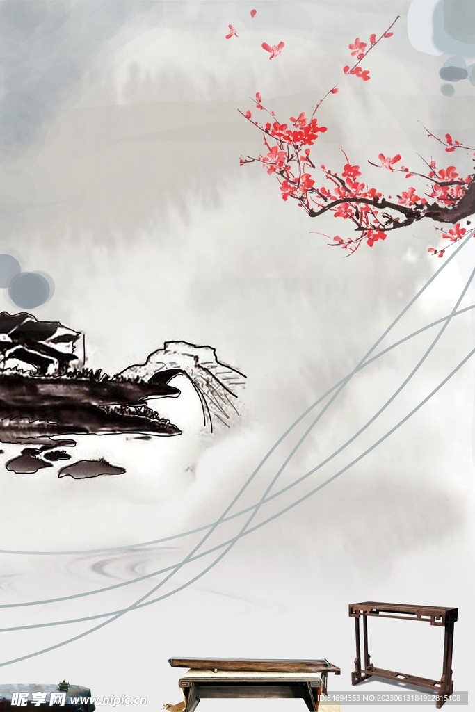 中国风山水画背景